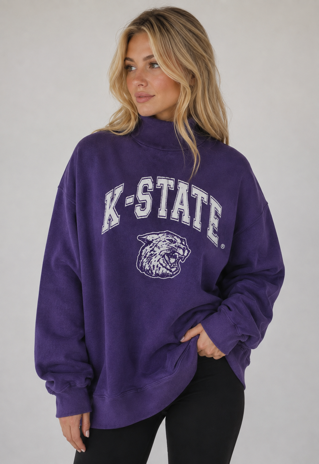 K-State Mock Neck Pullover Purple
