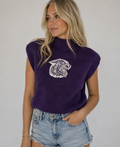 Ratty Cat Purple Cap Sleeve Mock Neck