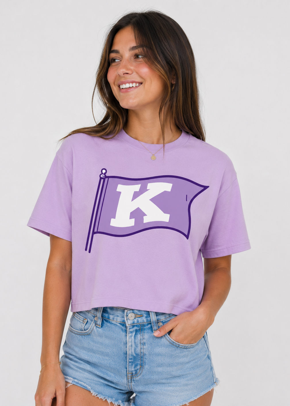 Lavender K Flag Cropped Tee