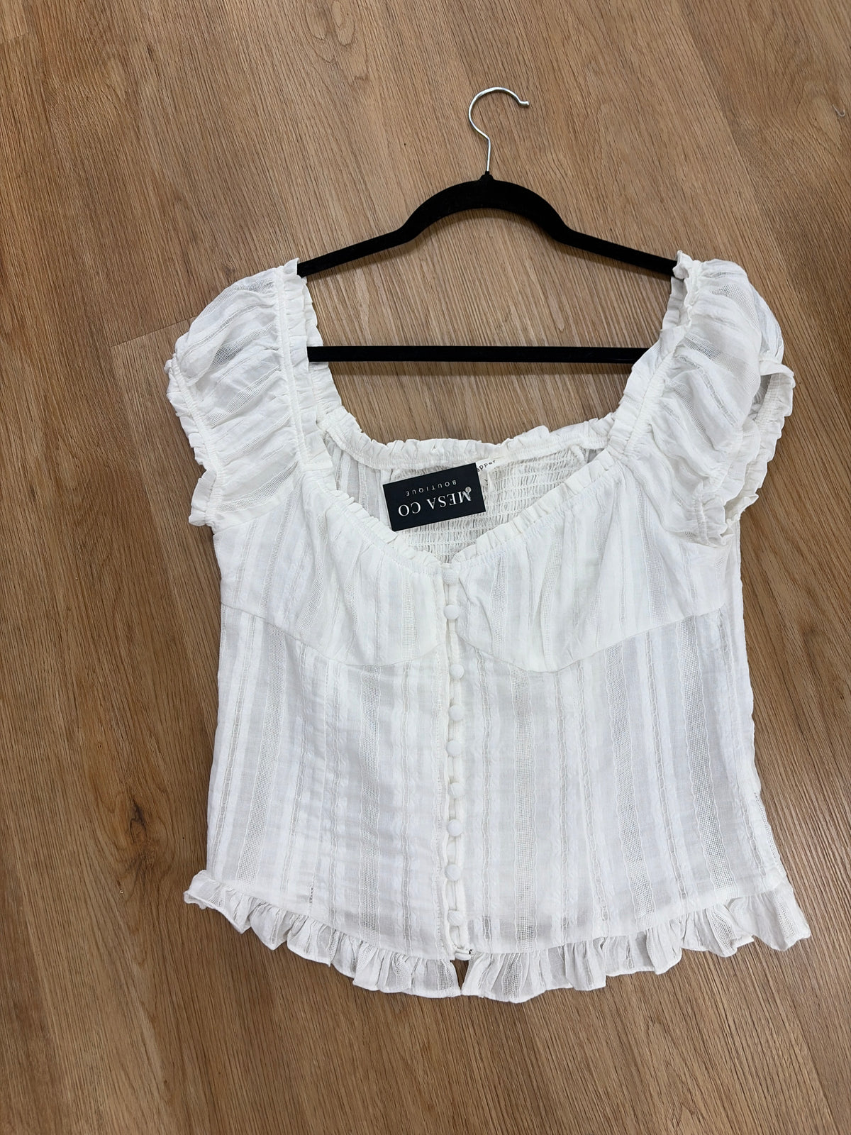 White Peplum Ruffle Top