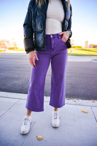 High Rise Wide Leg Purple Jeans