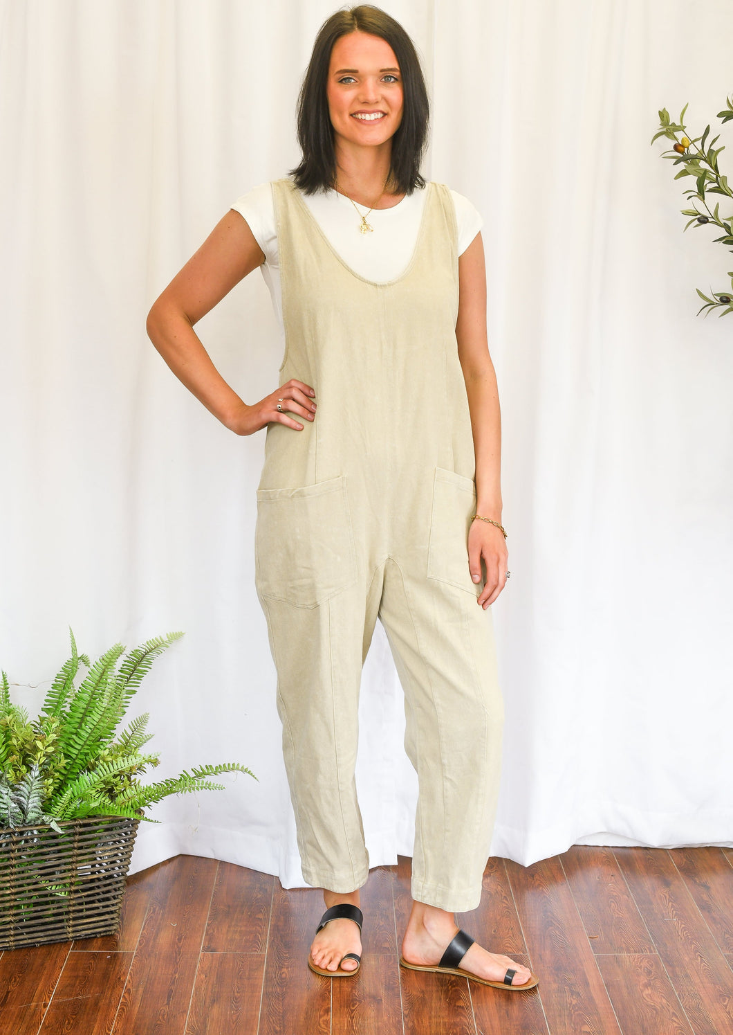 Taupe Scoop Neck Jumpsuit