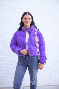 Purple Corduroy Puffer Jacket