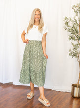 Load image into Gallery viewer, Olive Green Floral Skirt

