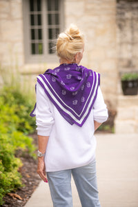 Vintage Ratty Cat Saturday Tie Scarf - Purple