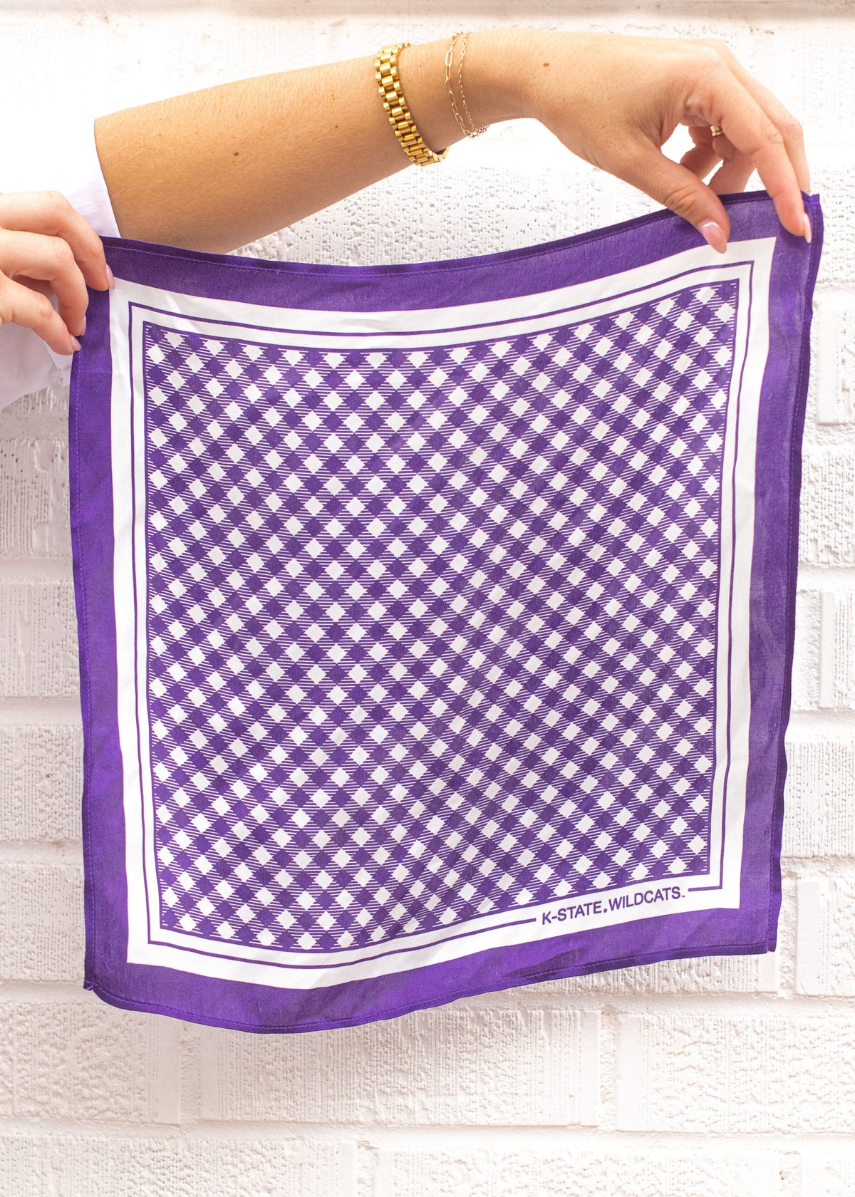 KSU Gingham Silk Hankerchief