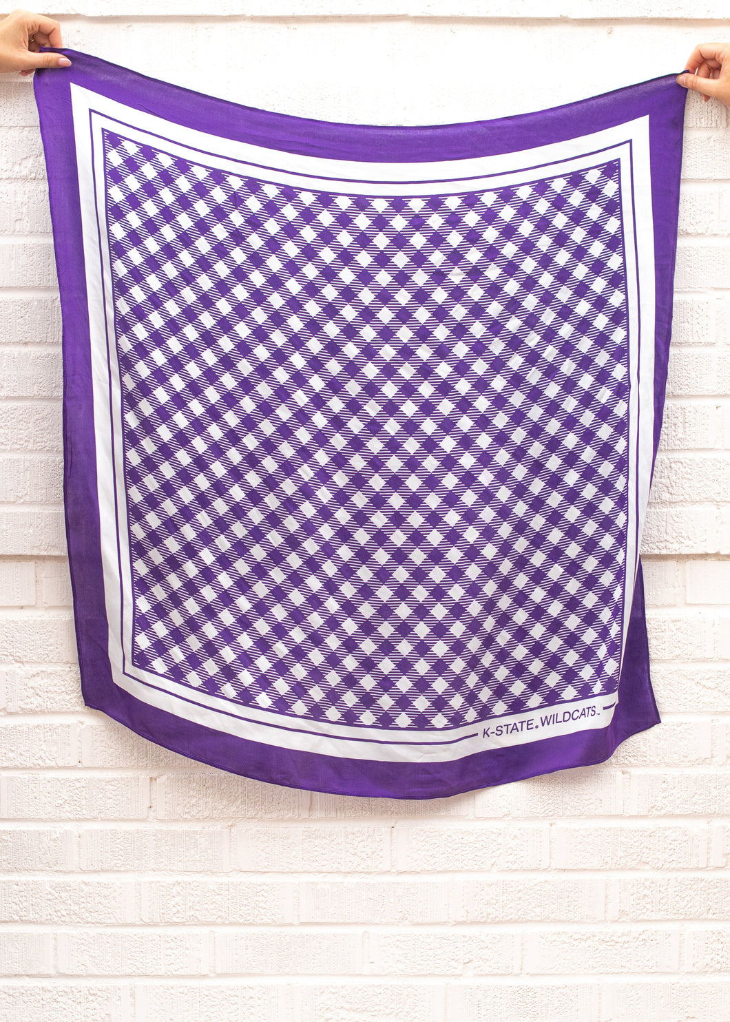 KSU Gingham Saturday Tie Scarf - Purple