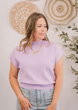 Load image into Gallery viewer, Lavender Mock Neck Short Sleeve Sweater
