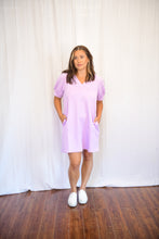 Load image into Gallery viewer, Lavender Textured Open Collard Dress
