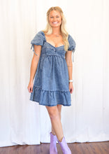 Load image into Gallery viewer, Denim Side Bow Tie Dress
