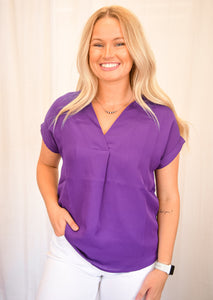 Jessa Purple Short Sleeve Top