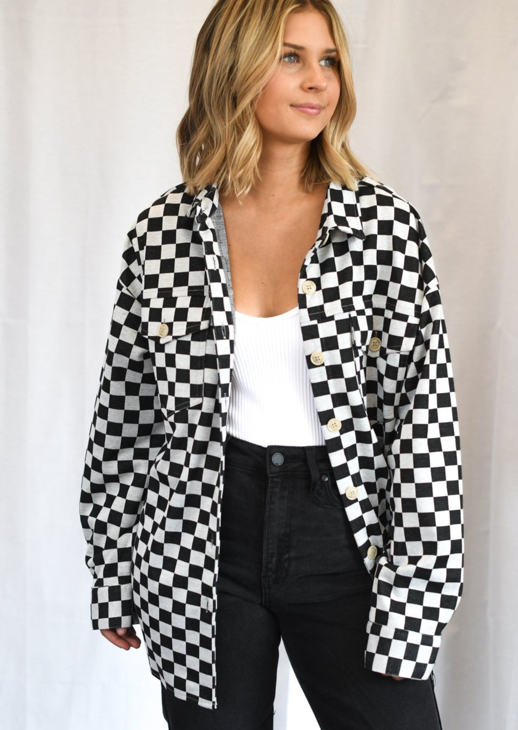 Day Tripper Checkered Button Up Jacket