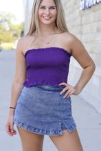 Load image into Gallery viewer, Purple Smocked Bandeau Top
