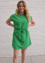 Load image into Gallery viewer, Green Ribbed Knit Drawstring Dress
