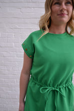 Load image into Gallery viewer, Green Ribbed Knit Drawstring Dress
