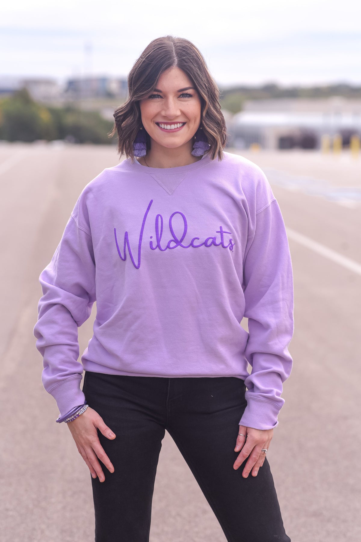 Lavender Wildcats Puff Ink Crew