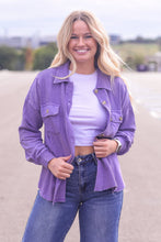 Load image into Gallery viewer, Purple French Terry Waffle Shacket
