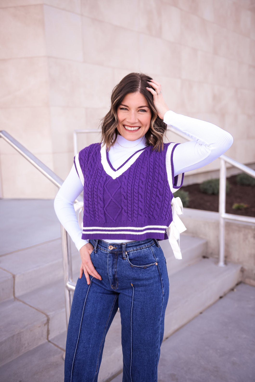 Varsity Bow Sweater Vest