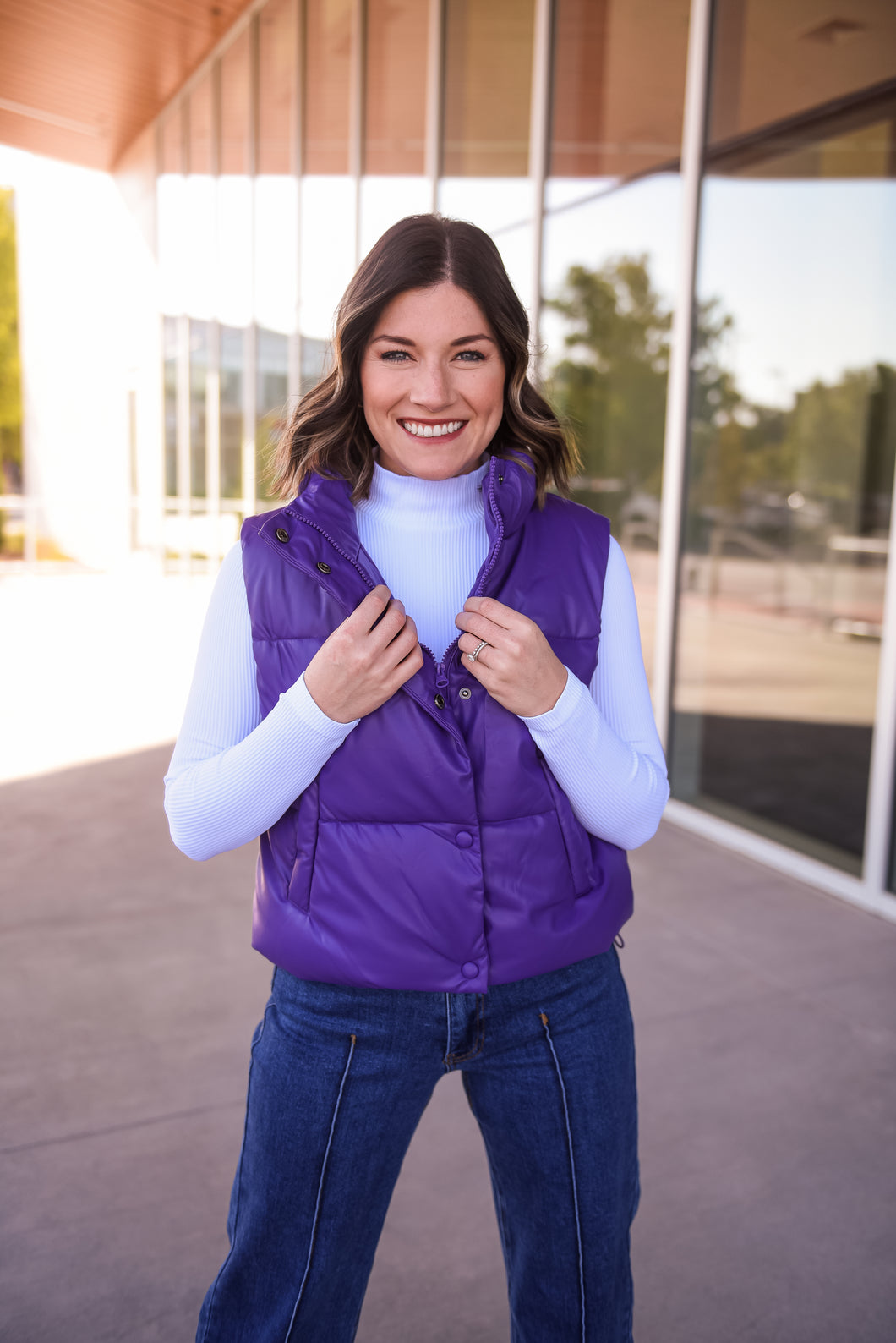 Zip Up Purple Puffer Vest