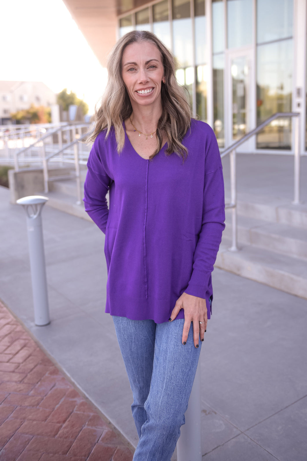 Purple Relaxed Fit Sweater