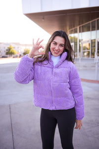 Corduroy Lavender Puffer Jacket