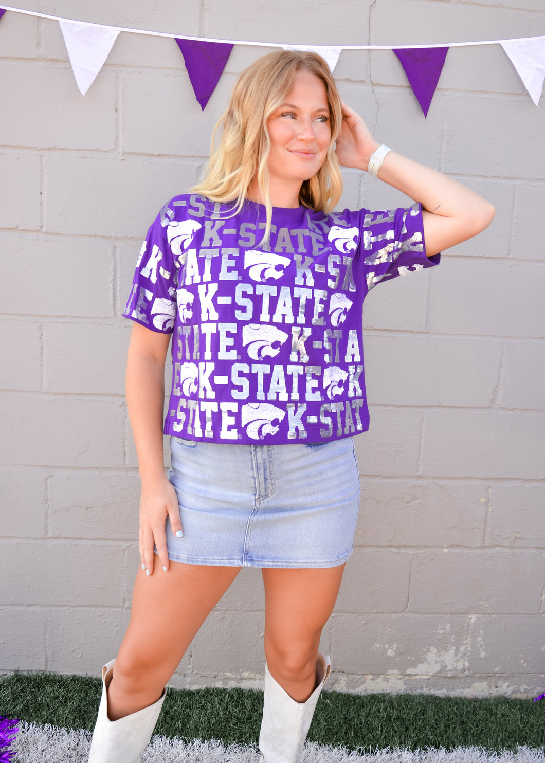 K-State Powercat Sequin Purple Top