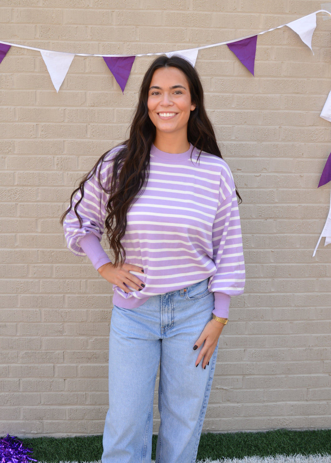 Striped Lavender Sweater Top