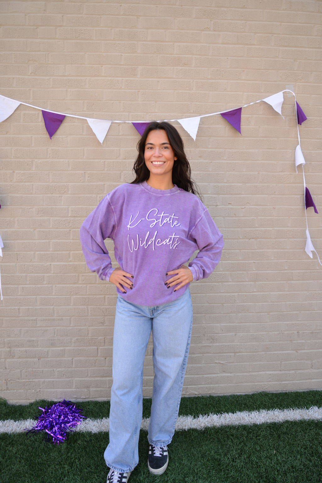 K-State Purple Corded Oversized Sweater