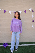 K-State Purple Corded Oversized Sweater
