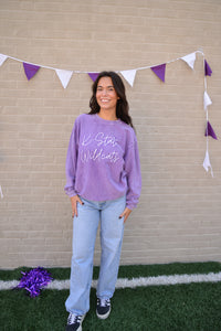 K-State Purple Corded Oversized Sweater