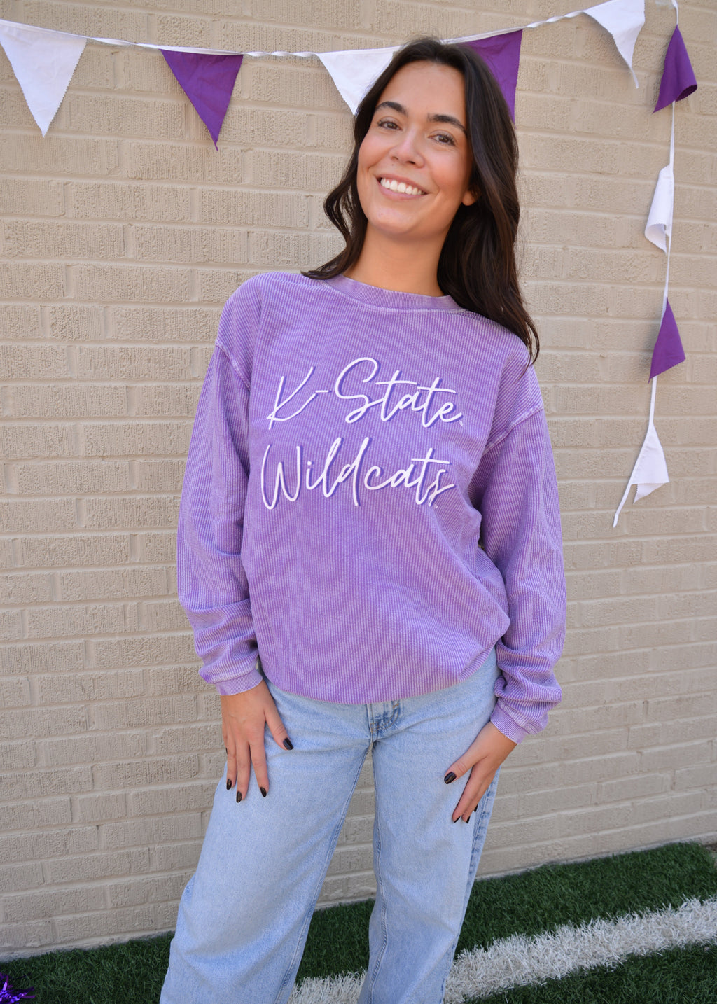 K-State Purple Corded Oversized Sweater