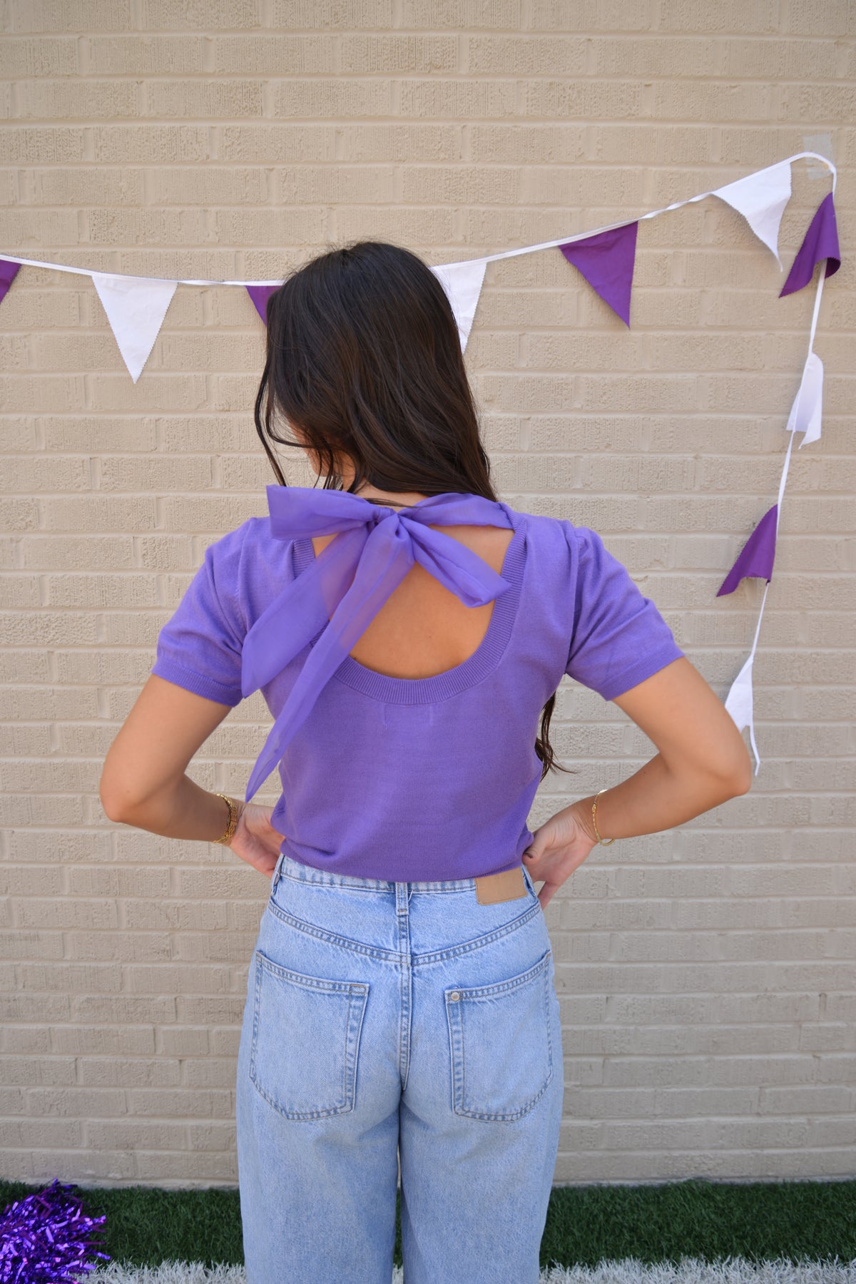 Purple Bow Sweater Top