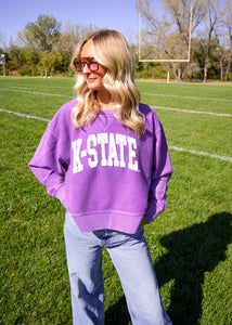 K-State Purple Corded Oversized Sweater