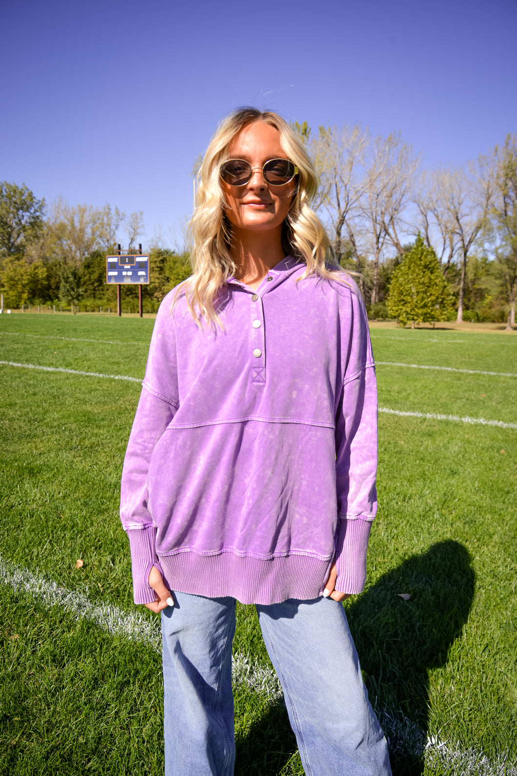 Purple Terry Pullover With Pockets