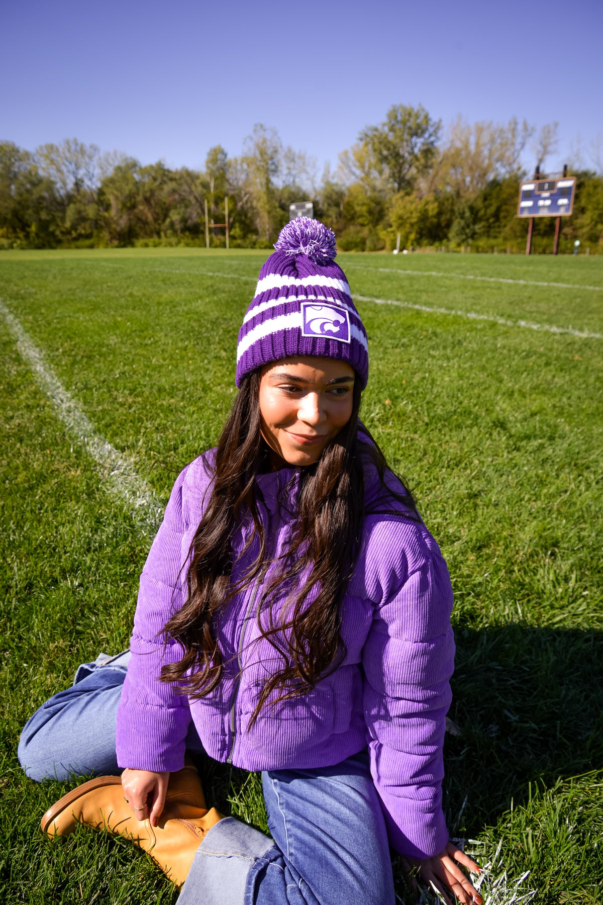 K-State Striped Game Day Beanie