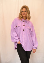 Load image into Gallery viewer, Lavender Oversized Textured Henley Top
