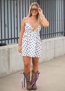 Polka Dot V-Neck Mini Dress
