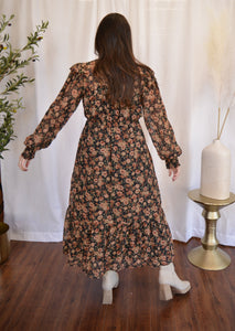 Kayla Mock Neck Floral Midi Dress