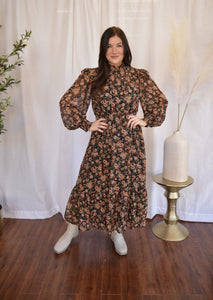 Kayla Mock Neck Floral Midi Dress