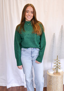High Neck Pine Green Sweater
