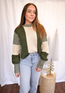 Knitted Cream and Green Sweater