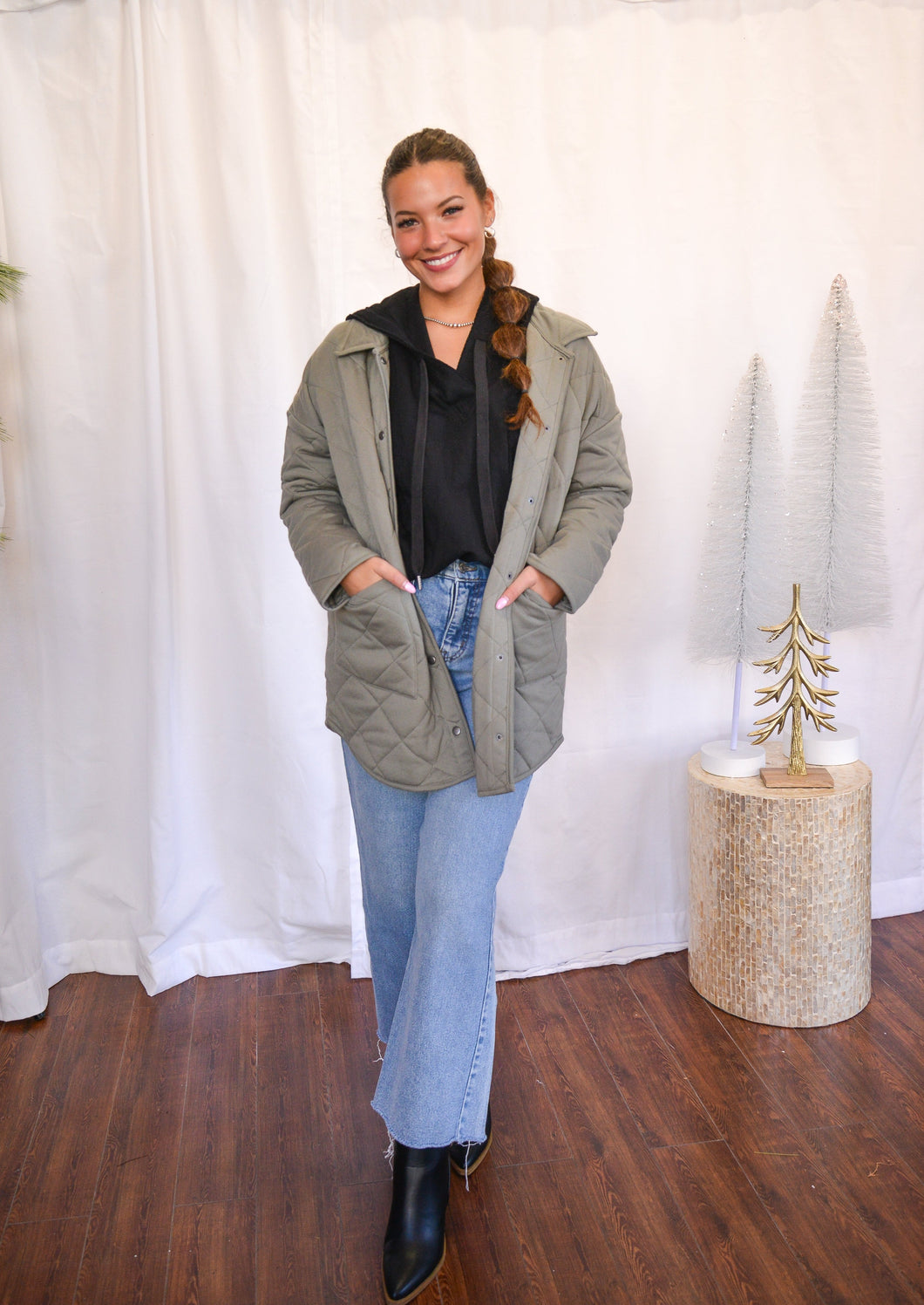 Beautiful Green Long Quilted Parka