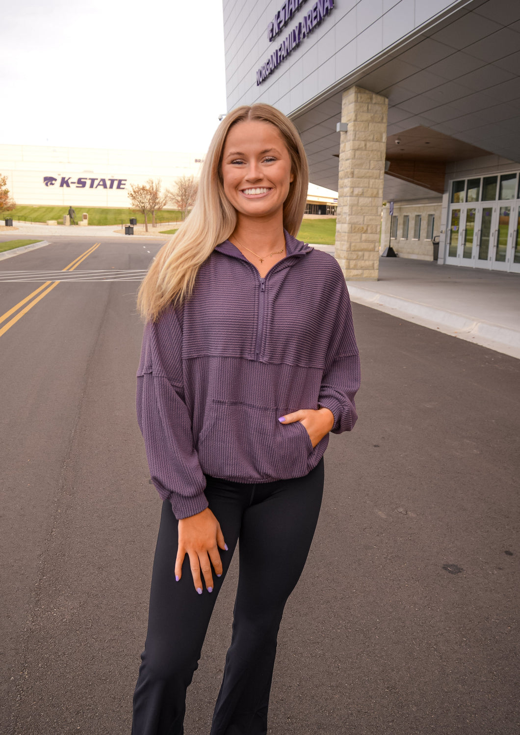 Stetchy Corduroy Half Zip Pullover