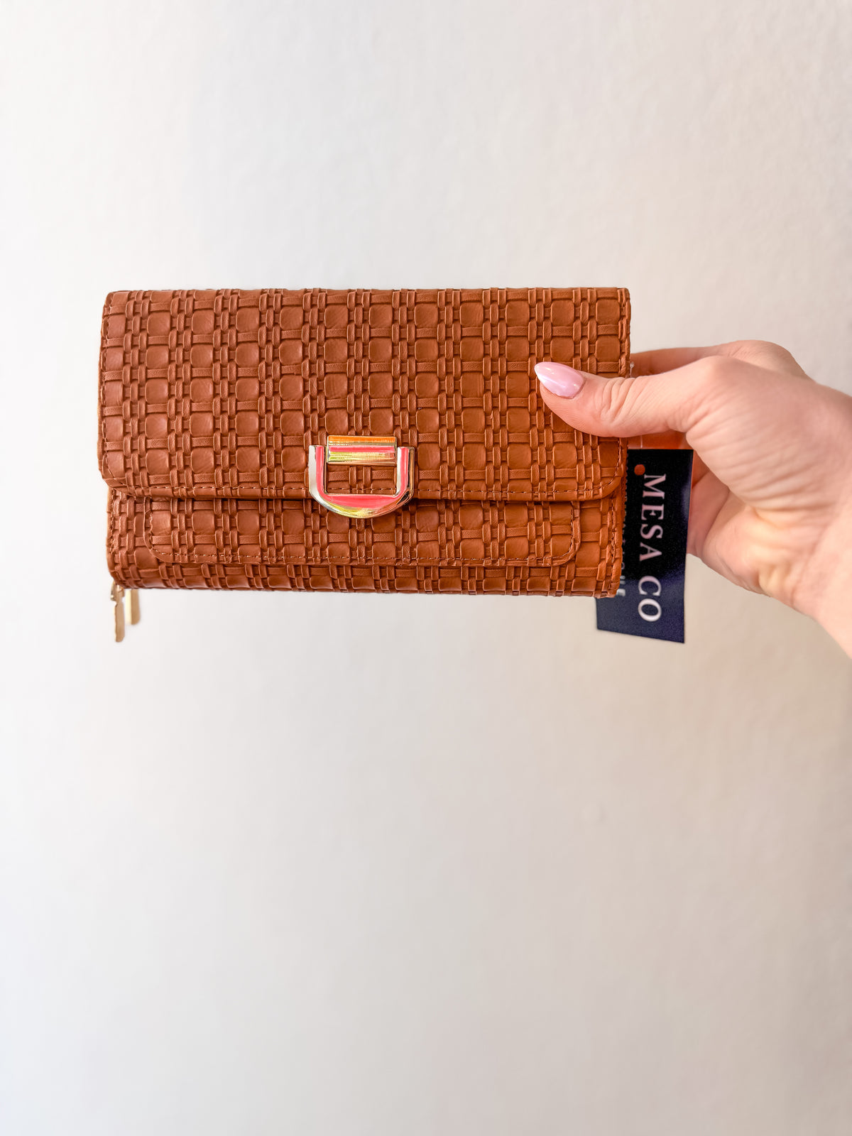 Brown Textured Clutch