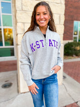 Load image into Gallery viewer, K-State Wildcats Grey 1/4 Zip Pullover
