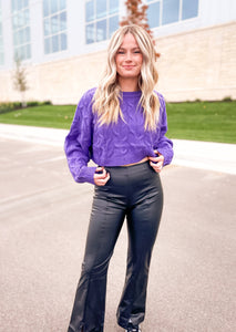Purple Cable Knit Long Sleeve