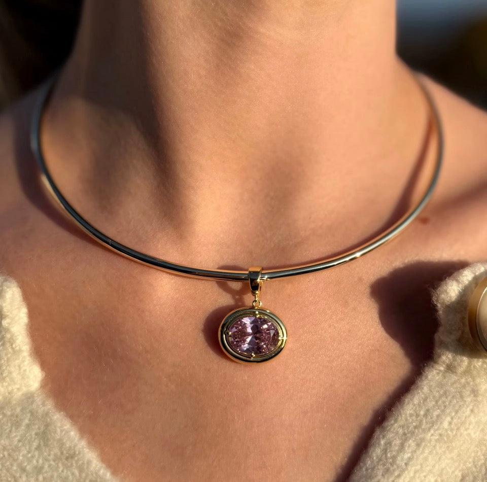 Purple Wire Ring Necklace