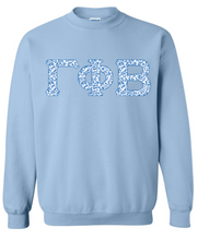 Load image into Gallery viewer, G-4: Sorority Blue Floral Letters Crew - Customizable

