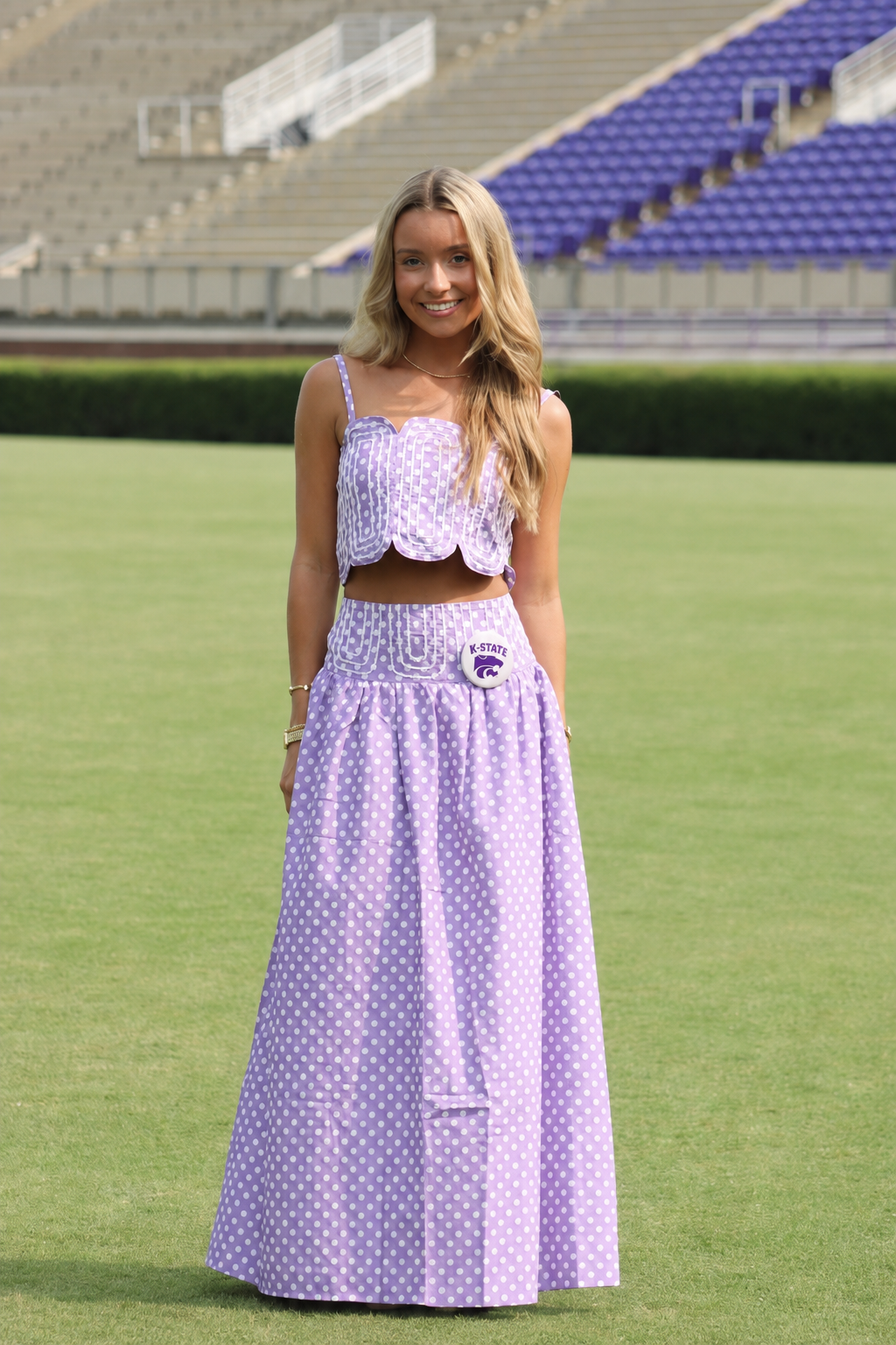 Lavender Polka Dot Scallop Two-Piece Maxi Set (Top)