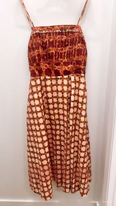Braided Detail Printed Color Block Midi Dress